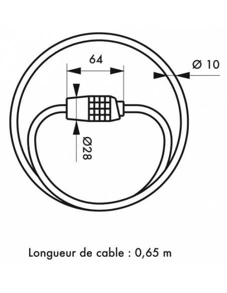 Antivol à combinaison Twisty, 4 chiffres, câble acier, vélo, 10mmx1.8m, noir - THIRARD Antivols à combinaison