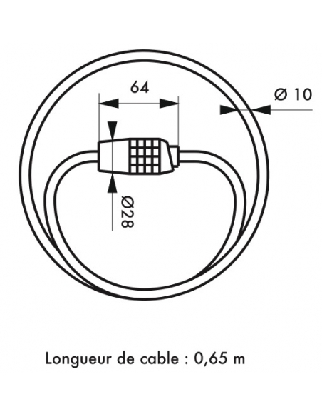 Antivol à combinaison Twisty, 4 chiffres, câble acier, vélo, 10mmx0.65m, noir - THIRARD Antivol