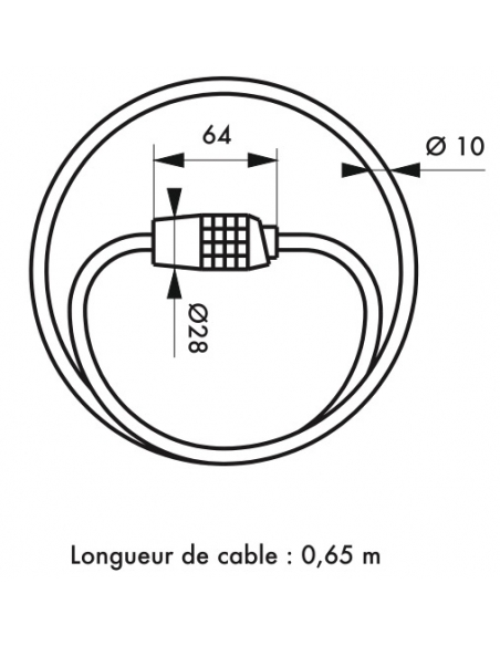 Antivol à combinaison Twisty, 4 chiffres, câble acier, vélo, 10mmx0.65m, noir - THIRARD Antivols à combinaison
