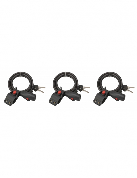 Lot de 3 antivols à clé Twisty, câble acier, vélo, 8mmx1.5m, 2 clés - THIRARD Antivol