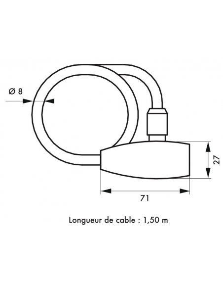 Antivol à clé Twisty, câble acier, vélo, 8mmx1.5m, 2 clés - THIRARD Antivol