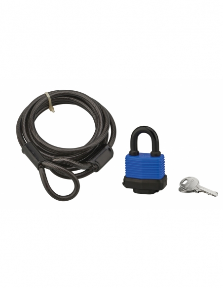 Câble Twisty acier 6mmx1.8m avec cadenas 40mm, vélo, abris de jardi 2 clés, noir - THIRARD Antivols à clé