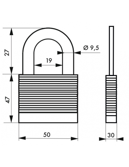 Cadenas à clé Fédéral Lock Protector, extérieur, acier, double verrouillage, 50mm, 2 clés - THIRARD Cadenas