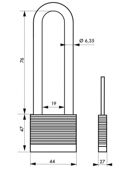 Cadenas à clé Fédéral Lock Protector, extérieur, acier, anse haute, double verrouillage, 44mm, 2 clés - THIRARD Cadenas