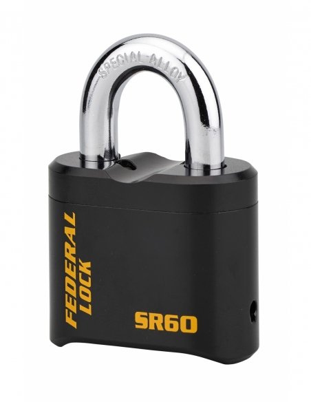Cadenas à combinaison Fédéral Lock SRH, acier, 4 chiffres, chantier, anse acier, 62mm, noir - THIRARD Cadenas