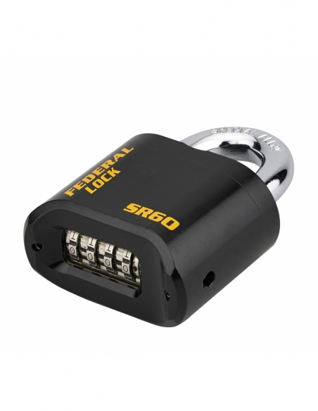 Cadenas à combinaison Fédéral Lock SRH, acier, 4 chiffres, chantier, anse acier, 62mm, noir - THIRARD Cadenas