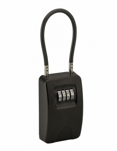 Boite à clé à combinaison, 4 chiffres, acier, 47x75mm, avec câble, noir - THIRARD Boîte à clés