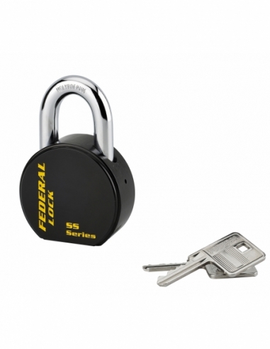 Cadenas à clé Fédéral Lock S900R, acier, chantier, anse molybdène, 63.5mm, 2 clés, noir - THIRARD Cadenas