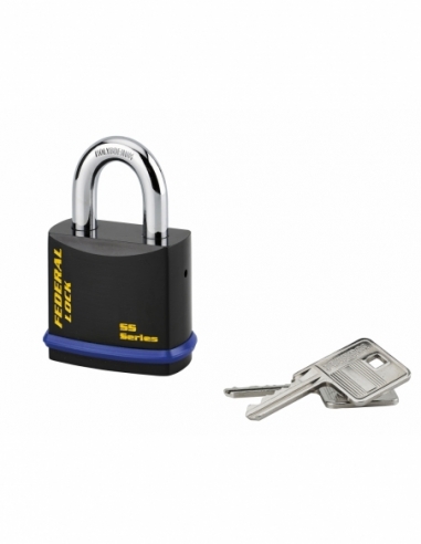 Cadenas à clé Fédéral Lock 720, acier, chantier, anse molybdène, 54mm, 2 clés, noir - THIRARD Cadenas