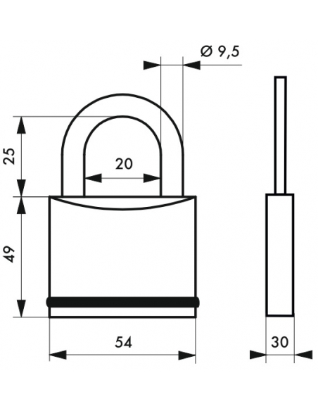 Cadenas à clé Fédéral Lock 720, acier, chantier, anse molybdène, 54mm, 2 clés, noir - THIRARD Cadenas