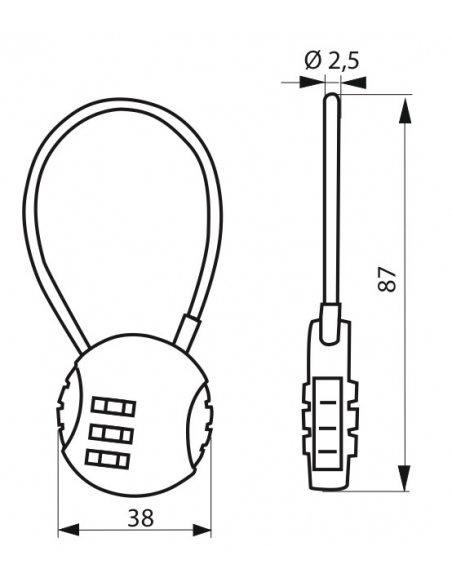 Cadenas à combinaison Fantasy Rond, 3 chiffres, intérieur, cable acier - THIRARD Cadenas à combinaison