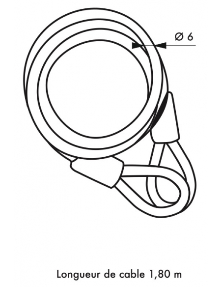 Câble antivol Twisty, vélo, abris de jardin, câble acier 1.80m - THIRARD Antivol