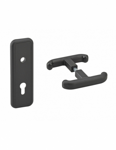 Ensemble de poignées et plaque de propreté de porte de garage T, carré 8mm, noir - THIRARD Poignée de porte de garage