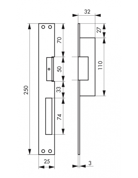 Gâche électrique pour serrure encastrable, réversible, 12V, compatible extérieur, gris - THIRARD Gâche de porte électrique