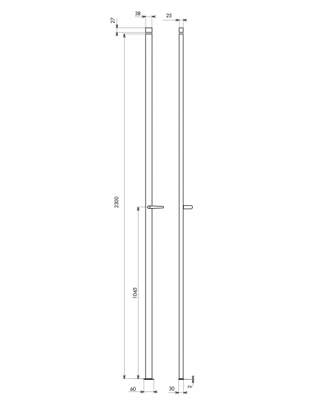 Crémone à béquille pour porte et fenêtre, 2 pts, hauteur 2300mm, argent - THIRARD Crémone