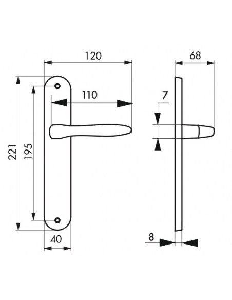 Ensemble de poignées pour porte intérieure Hera sans trou, carré 7mm, entr'axes 195mm, nickelé satiné - THIRARD Poignée de porte