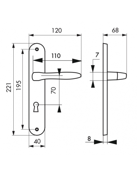 Ensemble de poignées pour porte de chambre Hera trou de clé, carré 7mm, entr'axes 195mm, nickelé satiné - THIRARD Poignée de ...