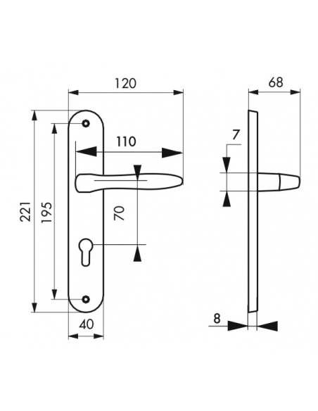 Ensemble de poignées pour porte d'entrée Hera trou de cylindre, carré 7mm, entr'axes 195mm, nickelé satiné - THIRARD Poignée ...