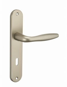 Ensemble de poignées pour porte de chambre Thalia trou de clé, carré 7mm, entr'axes 195mm, nickelé satiné - THIRARD Poignée d...