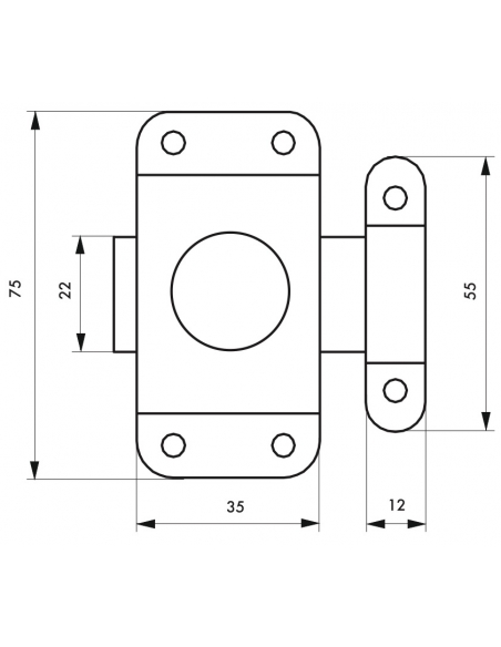 Verrou pour porte d'ameublement, 35mm, acier nickelé - THIRARD Verrou de meuble