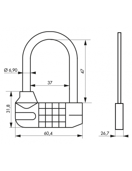 Cadenas à combinaison Saturn, 4 chiffres, intérieur, anse 1/2 acier, 63mm - THIRARD Cadenas à combinaison