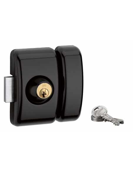 Verrou double entrée Universel pour porte d'entrée, cylindre 45mm, acier, 3 clés, epoxy noir - THIRARD Verrous