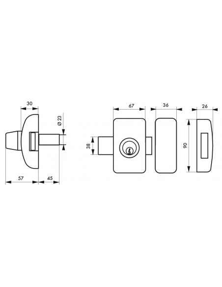 Verrou double entrée Universel pour porte d'entrée, cylindre 45mm, acier, 3 clés, epoxy noir - THIRARD Verrous
