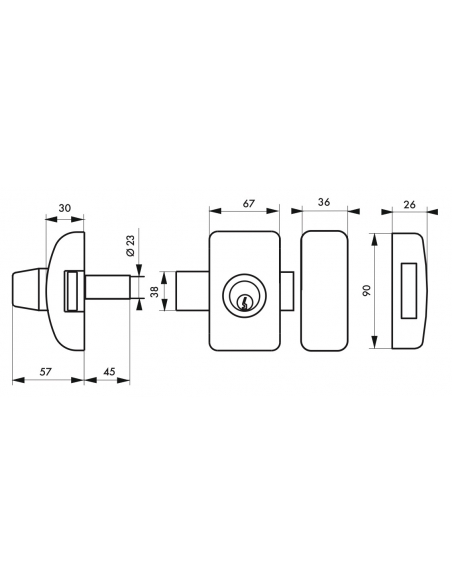 Verrou double entrée Universel pour porte d'entrée, cylindre 45mm, acier, 3 clés, epoxy blanc - THIRARD Verrous