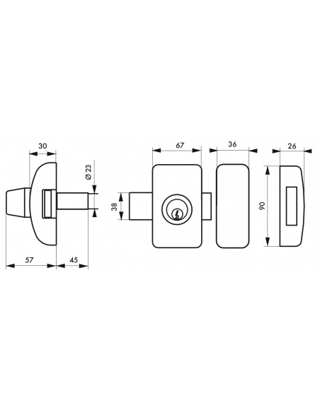 Verrou double entrée Universel pour porte d'entrée, cylindre 45mm, acier, 3 clés, epoxy argent - THIRARD Verrous