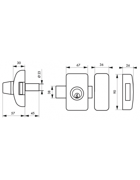 Verrou double entrée Universel pour porte d'entrée, cylindre 45mm, acier, 3 clés, epoxy bronze - THIRARD Verrous