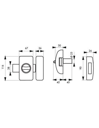 Verrou à bouton Universel pour porte d'entrée, cylindre 45mm, acier, 3 clés, epoxy noir - THIRARD Verrous