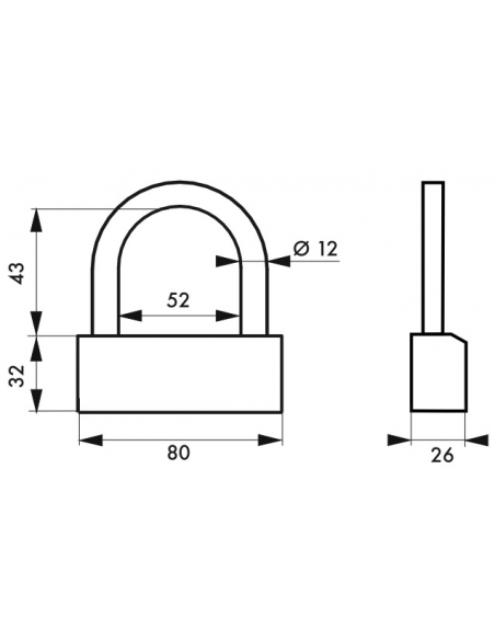 Cadenas à clé Nautic, laiton, intérieur, anse acier, 80mm, 3 clés - THIRARD Cadenas