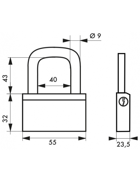 Cadenas à clé Nautic, laiton, intérieur, anse acier, 55mm, 3 clés - THIRARD Cadenas