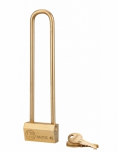 Cadenas à clé Nautic, laiton, extérieur, anse haute laiton, 45mm, 3 clés - THIRARD Cadenas à clé
