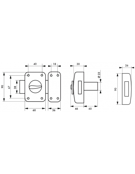 Verrou à bouton Corvette pour porte d'entrée, cylindre 60mm, acier, 3 clés, époxy bronze - THIRARD Verrous