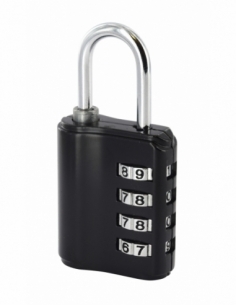 Cadenas à combinaison Compact 04 sur clé passe (vendue séparément), 4 chiffres, intérieur, anse acier, 40mm, noir - THIRARD C...