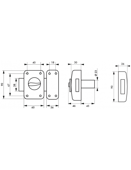 Verrou à bouton Corvette pour porte d'entrée, cylindre 45mm, acier, 3 clés, époxy bronze - THIRARD Verrous