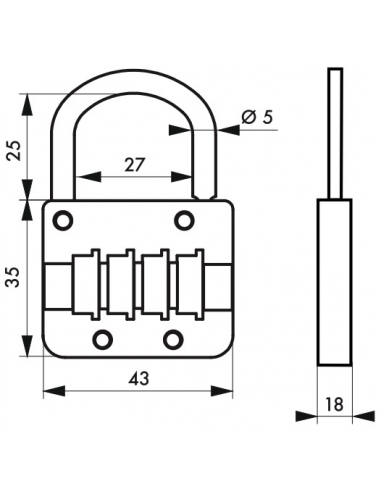 Cadenas à combinaison M54, 4 chiffres, intérieur, 43mm - THIRARD Cadenas à combinaison