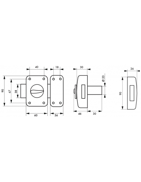 Verrou à bouton Corvette pour porte d'entrée, cylindre 30mm, acier, 3 clés, époxy bronze - THIRARD Verrous de porte d'entrée