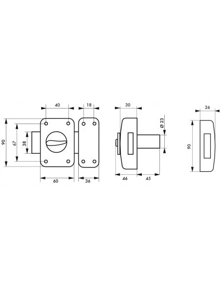 Verrou à bouton Corvette pour porte d'entrée, cylindre 45mm, acier, 3 clés, chromé - THIRARD Verrous