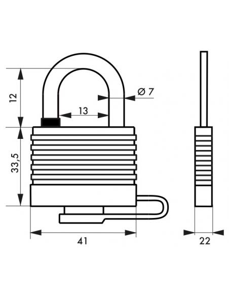 Cadenas à clé Fédéral Lock Sea Line, laiton, extérieur, anse inox, 35mm, 2 clés - THIRARD Cadenas