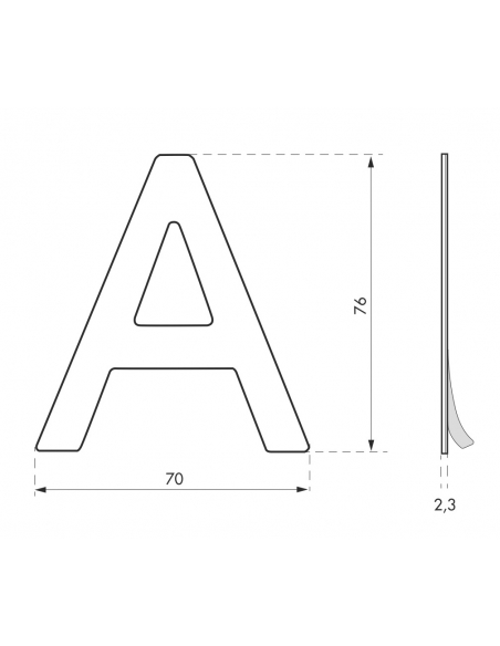 Lettre A inox H.76mm adhésif - THIRARD Equipement