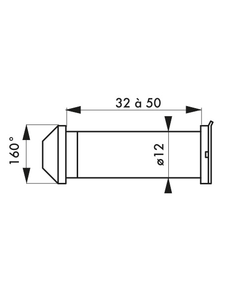 Judas 160°, porte légère, laiton chromé - THIRARD Judas de porte
