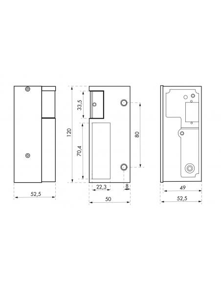 Gâche électrique pour serrure verticale en applique, gauche, 12/24V, gris - THIRARD Gâche de porte électrique