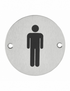 Disque de signalisation WC Homme , à visser, inox brossé, marquage noir, Ø76mm - THIRARD Equipement