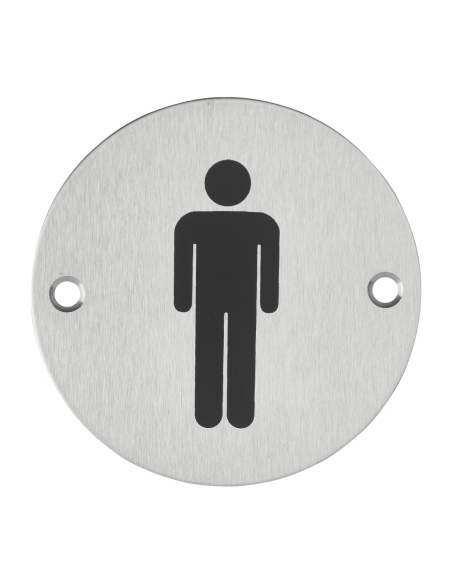 Disque de signalisation WC Homme , à visser, inox brossé, marquage noir, Ø76mm - THIRARD Equipement