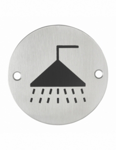 Disque de signalisation Douche , à visser, inox brossé, marquage noir, Ø76mm - THIRARD Disques de signalisation à visser