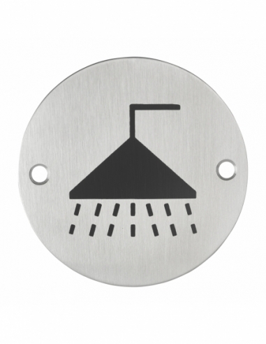 Disque de signalisation Douche , à visser, inox brossé, marquage noir, Ø76mm - THIRARD Disques de signalisation à visser