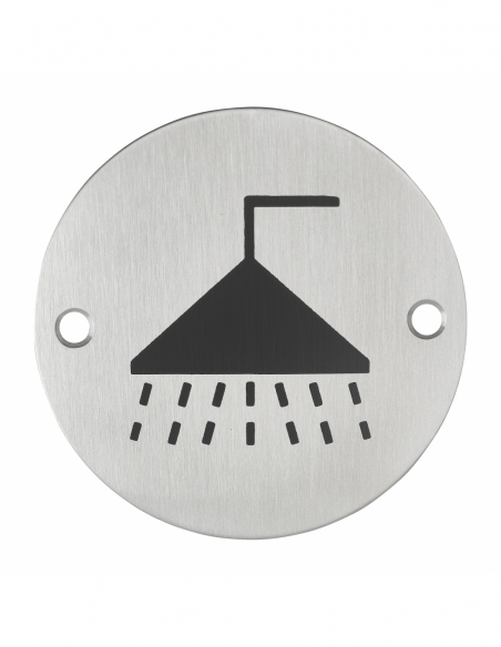 Disque de signalisation Douche , à visser, inox brossé, marquage noir, Ø76mm - THIRARD Disques de signalisation à visser
