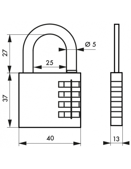 Cadenas à combinaison Venus, 4 chiffres, intérieur, anse acier, 40mm - THIRARD Cadenas à combinaison